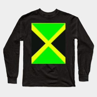 Jamaican flag black green and gold Long Sleeve T-Shirt